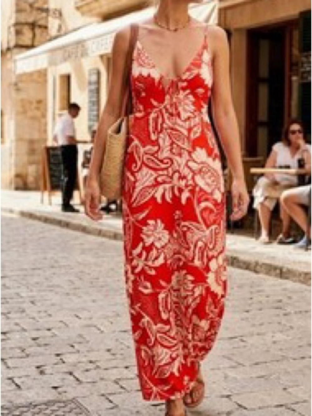Paper Heart Red Floral tie back Maxi Dress